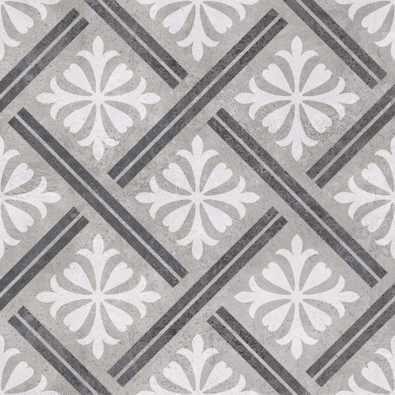 Mondrian Grey Patterned Vitrified 33.5x33.5cm (box of 13)