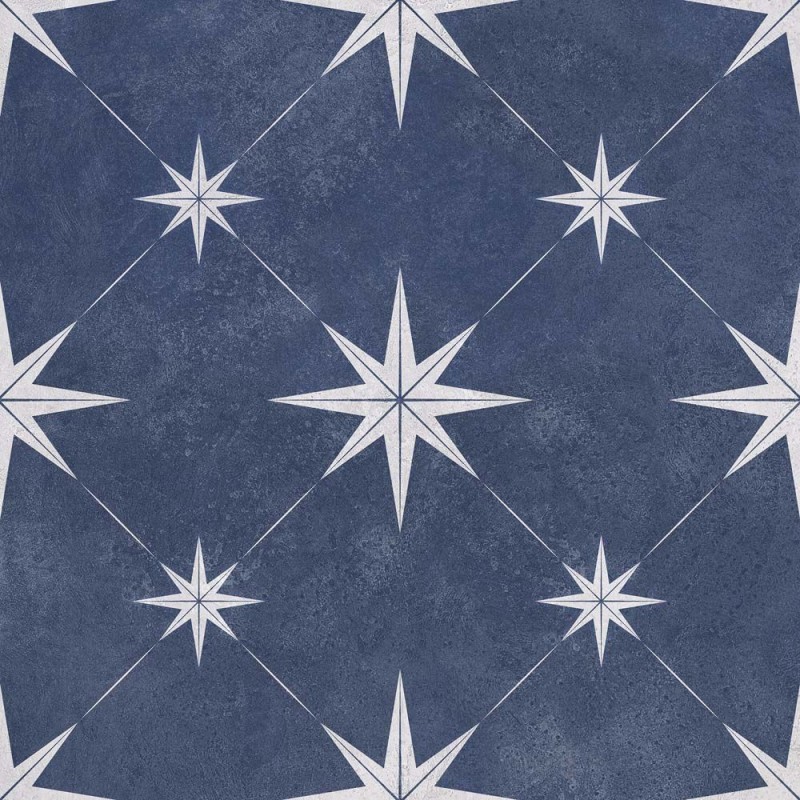 Vincent Navy Blue Patterned Vitrified 33.5x33.5cm (box of 13)