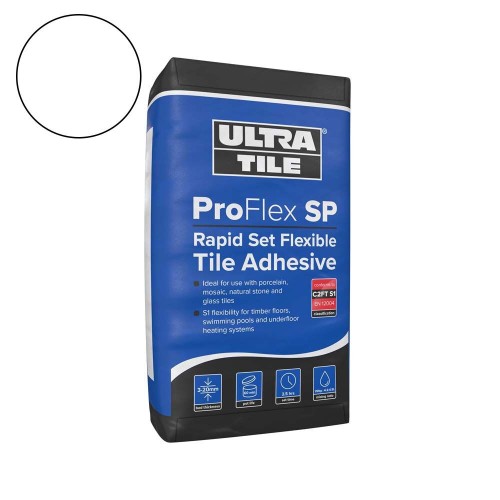 UltraTile ProFlex SP - Rapid Set Flexible Tile Adhesive C2FT-S1 - White (20kg bag)